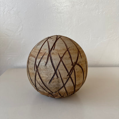 Ceramic Sgraffito Orb Sculpture Ed Brannan