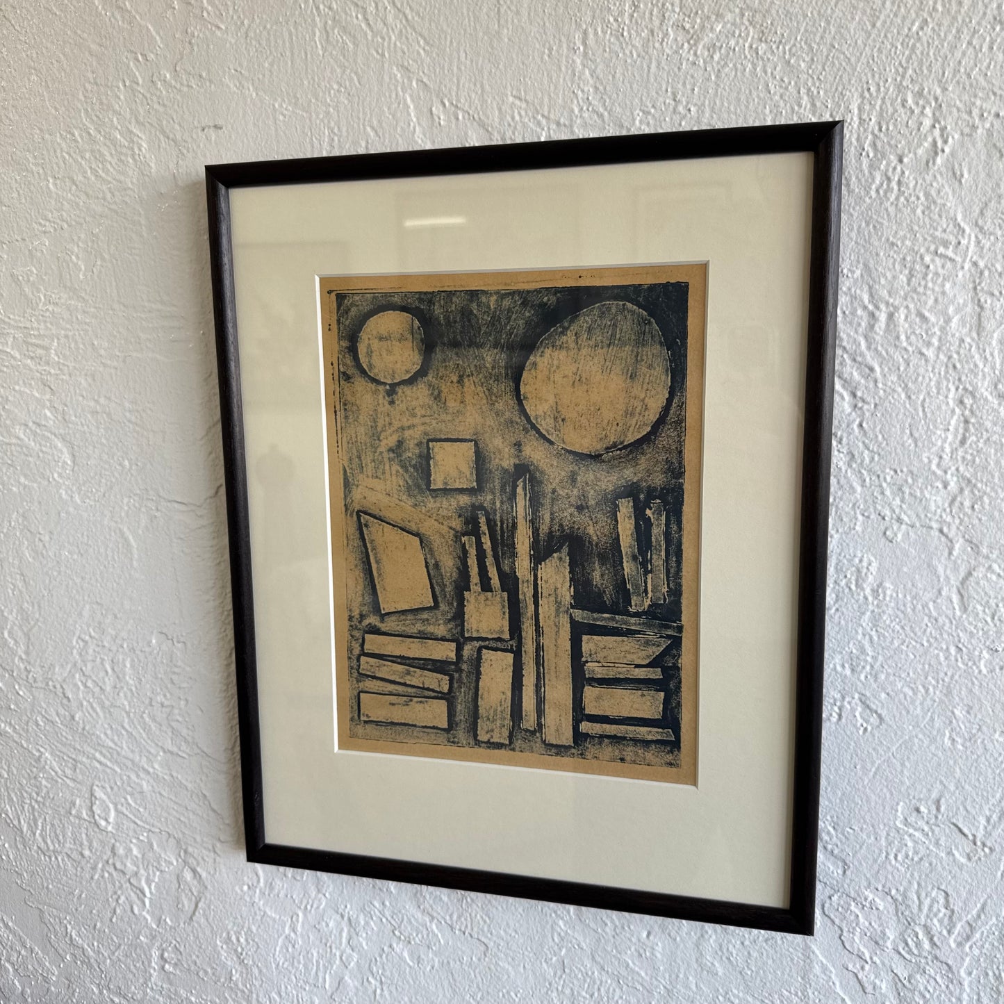 Abstract Cityscape Block Print