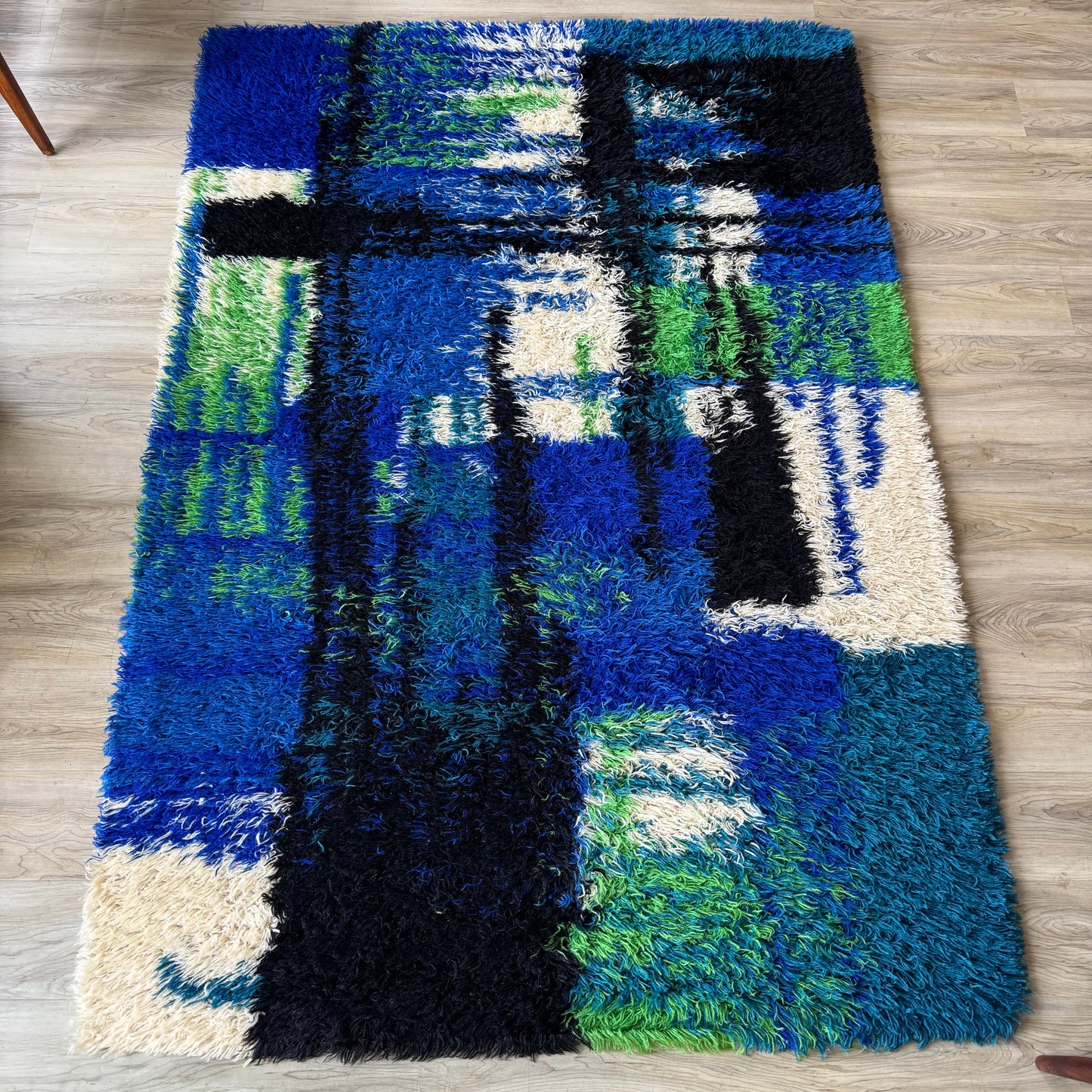 Unika-Vaev 1960’s Abstract Blue Wool Area Rug