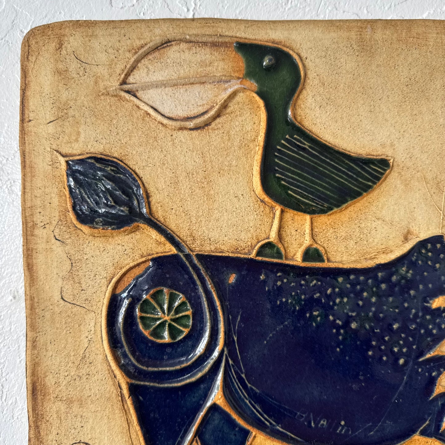 Hal Fromhold Bertil Valien Bird on Lion Studio Pottery Ceramic Plaque