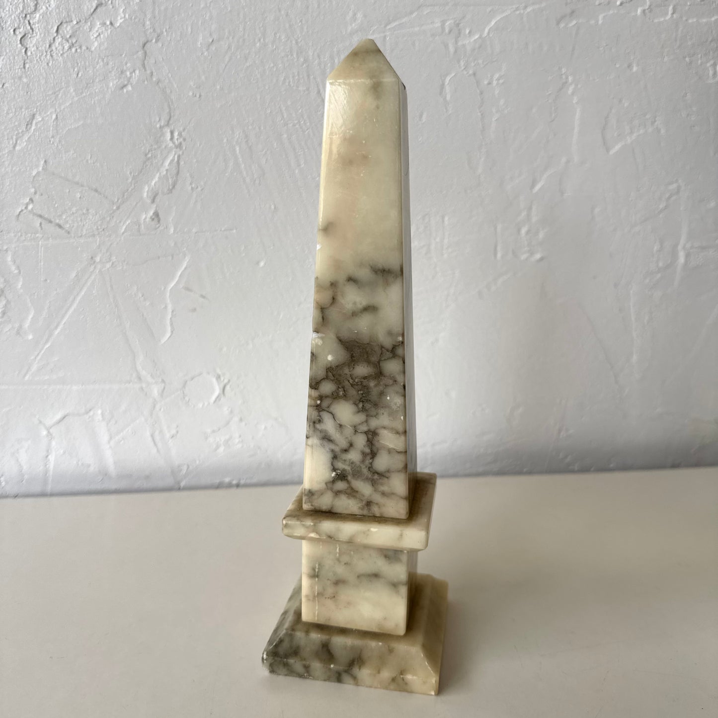 Vintage Italian Alabaster Marble Obelisk, 1950’s