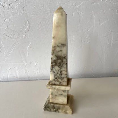 Vintage Italian Alabaster Marble Obelisk, 1950’s