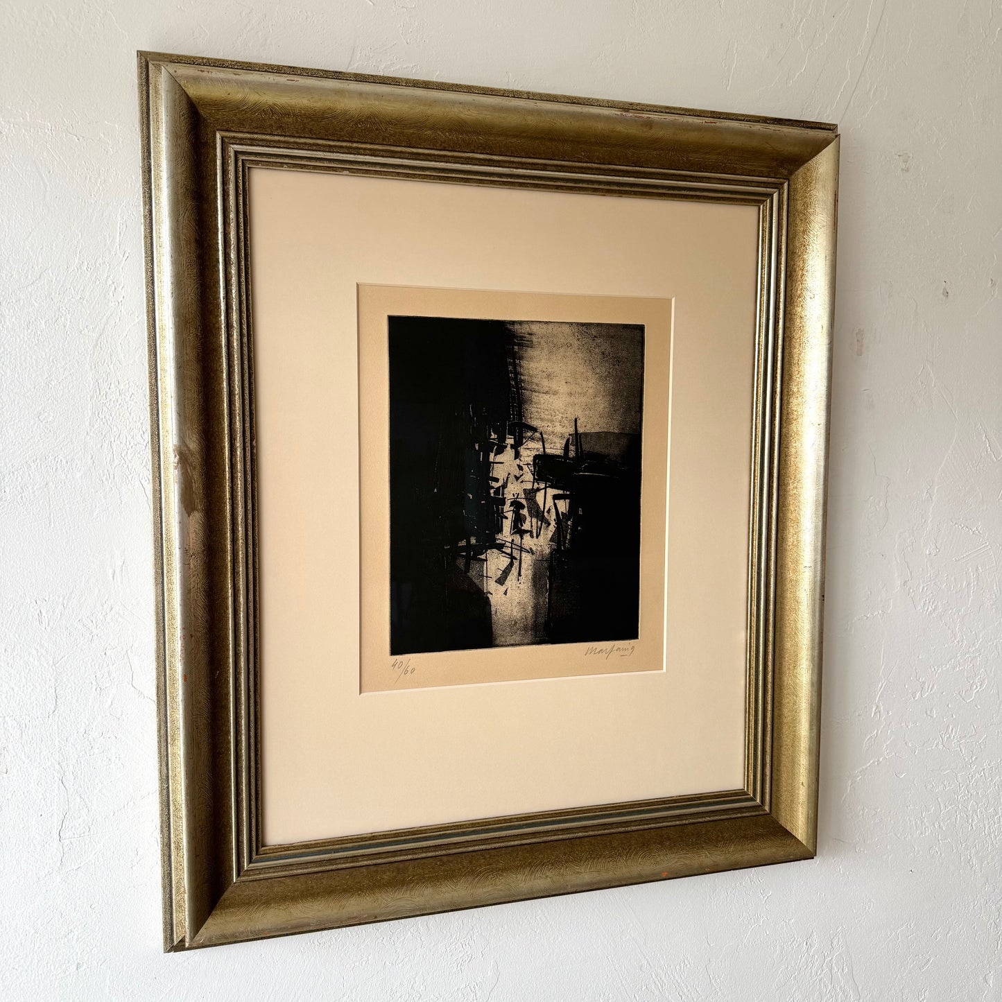 André Marfaing Dark Abstract Lithograph Print