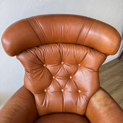 Swedish Modern Leather Lounge Chair by Slatte Mobler