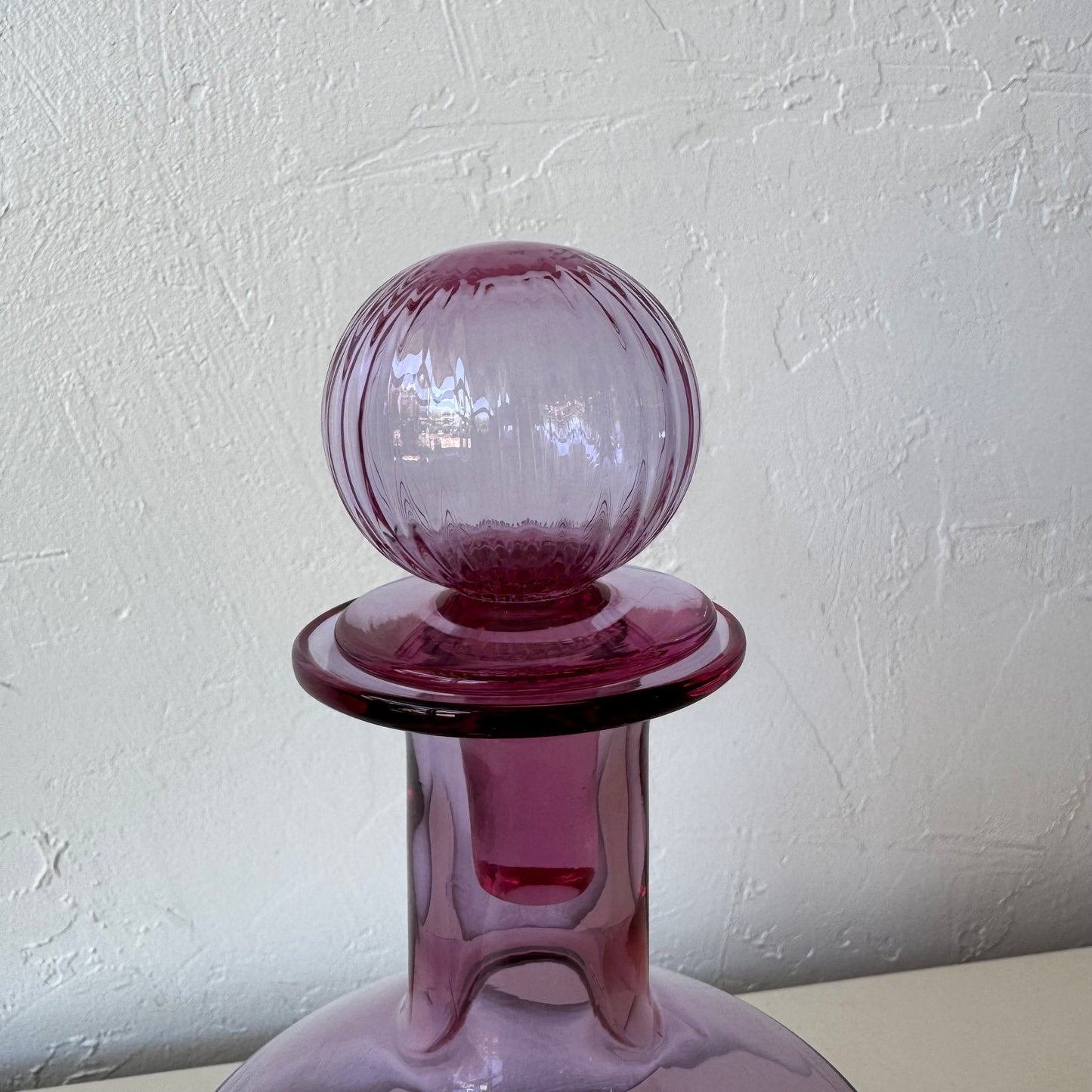 Carlo Moretti Italian Pink Green Glass Decanter Vase