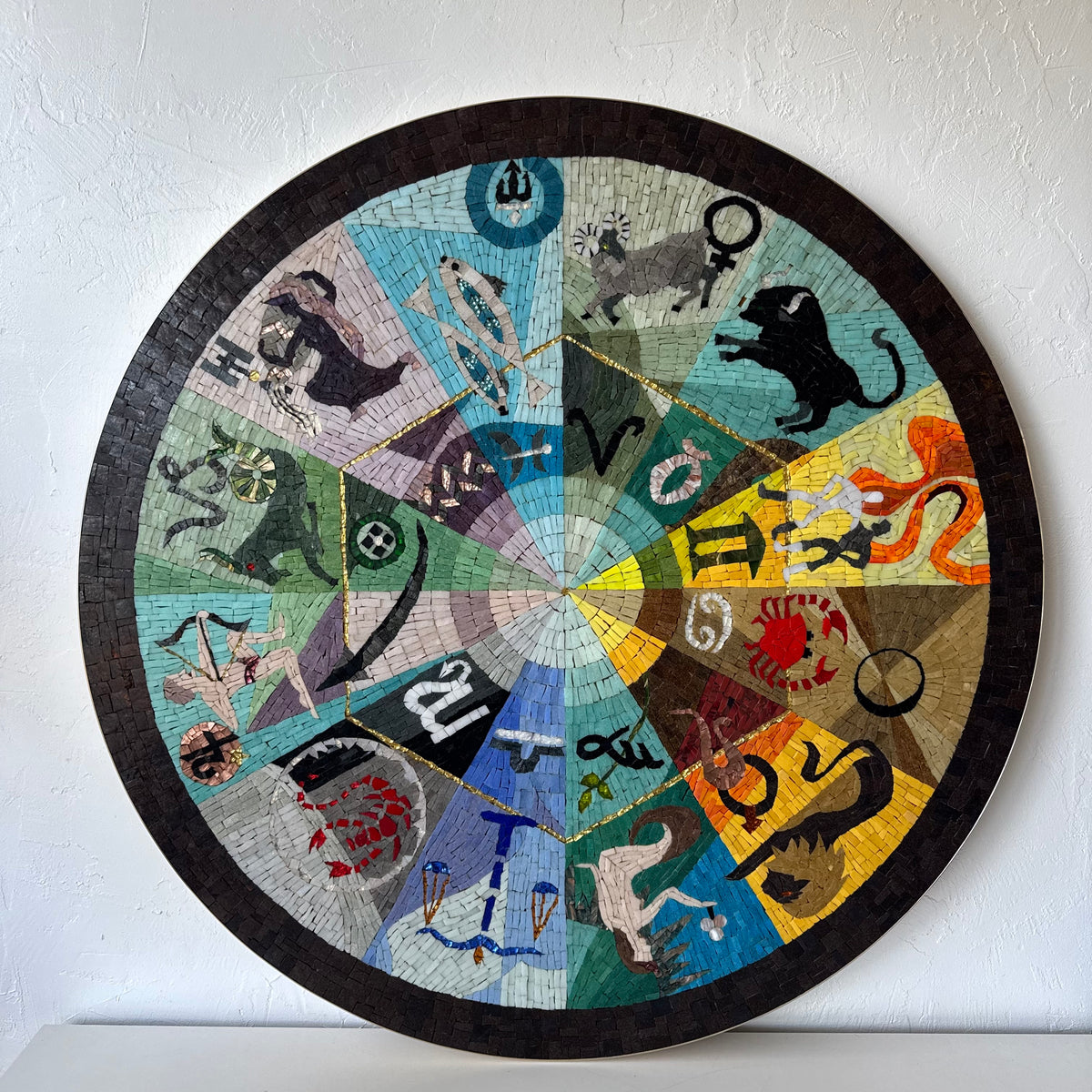 Astrological Signs Murano Glass Mosaic Wall Art, 1950’s