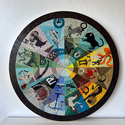 Astrological Signs Murano Glass Mosaic Wall Art, 1950’s