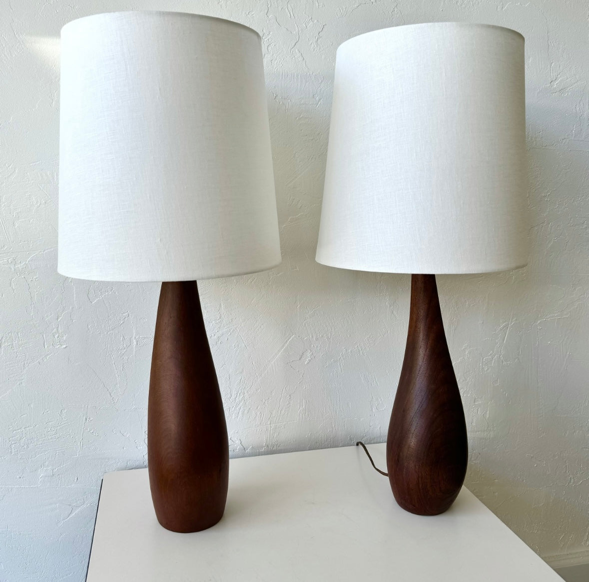 Ernst Henriksen Abstract Sculpted Teak Lamps