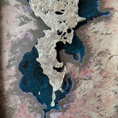 Vintage Oil + Aluminum Abstract Painting