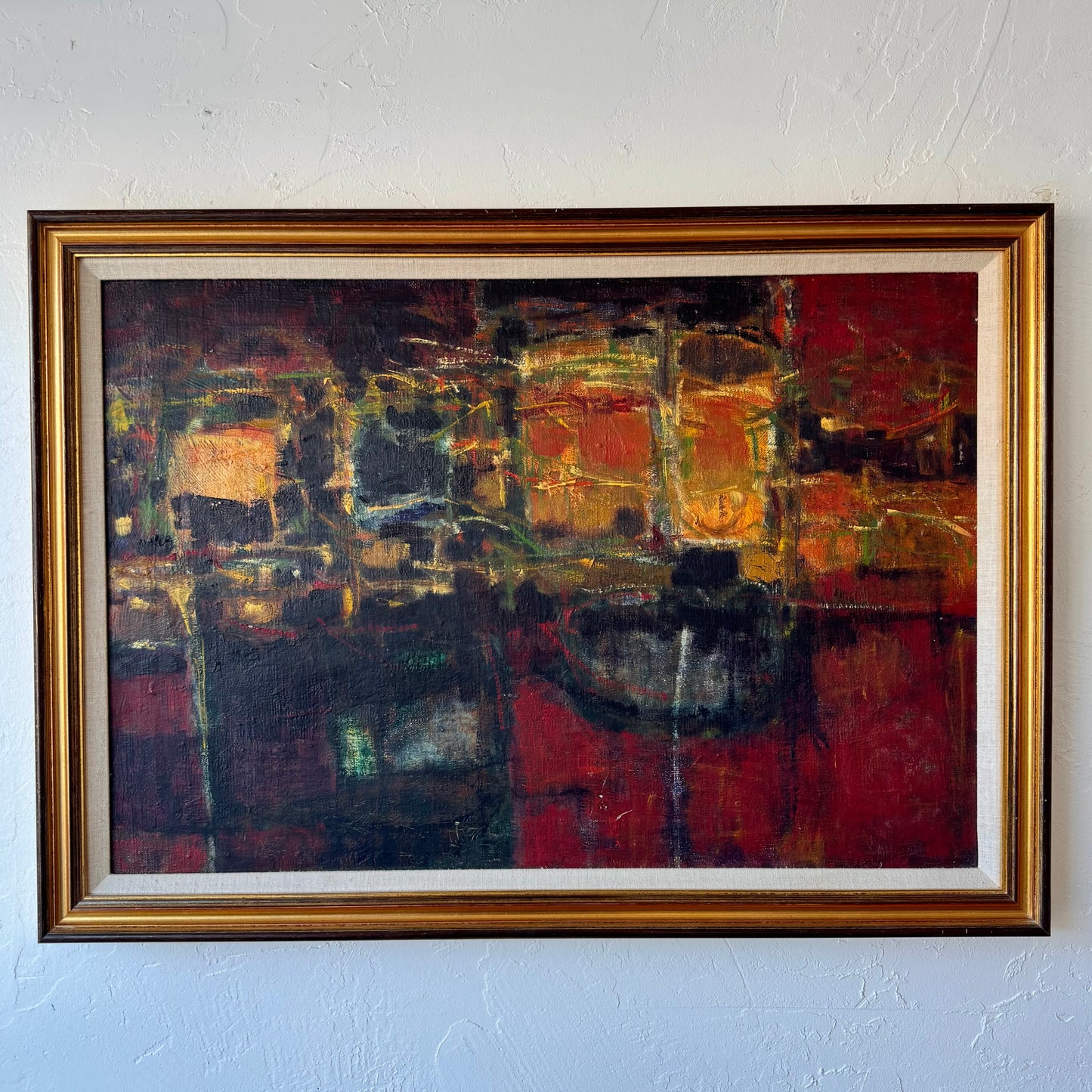 Abstract Oil Canvas Painting, 1950’s