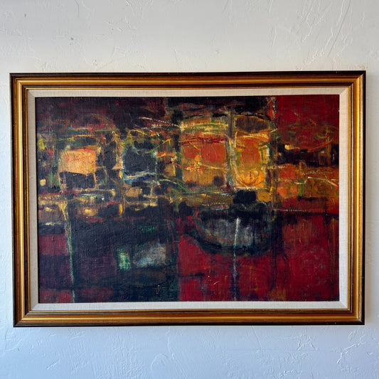 Abstract Oil Canvas Painting, 1950’s