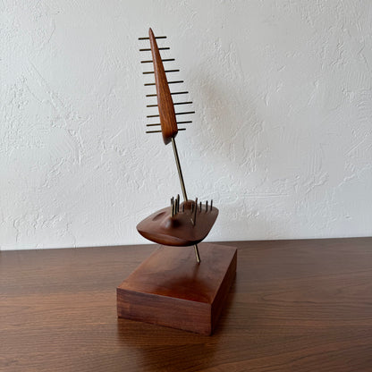 George Richardson Constructivist Walnut + Brass Sculpture