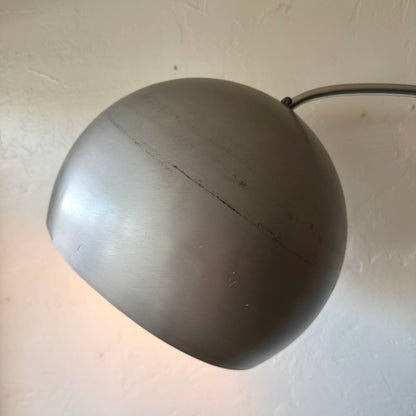 Goffredo Reggiani Brushed Aluminum + Travertine Italian Arc Floor Lamp