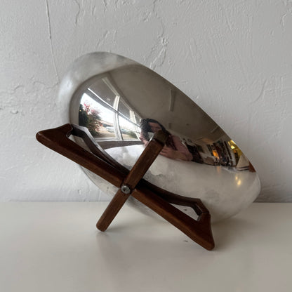 Biomorphic Sterling Plate + Walnut Bowl by WILCOX