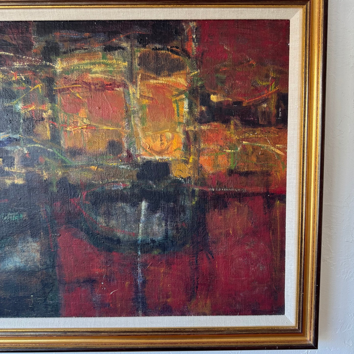 Abstract Oil Canvas Painting, 1950’s