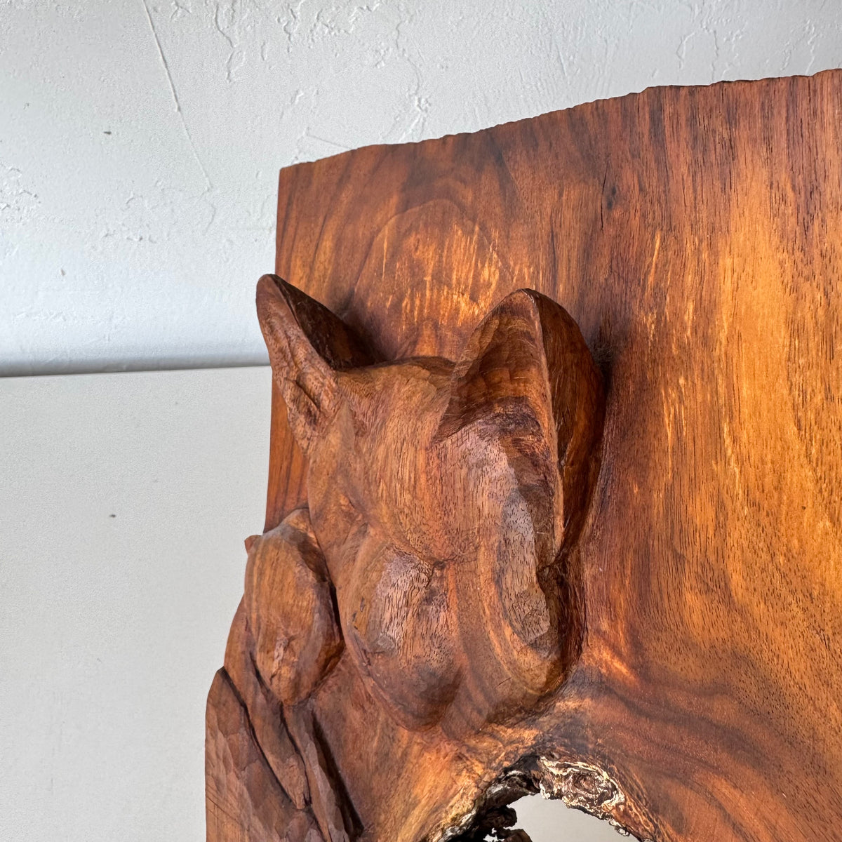 Hand Carved Cat + Kitten Wall Sculpture