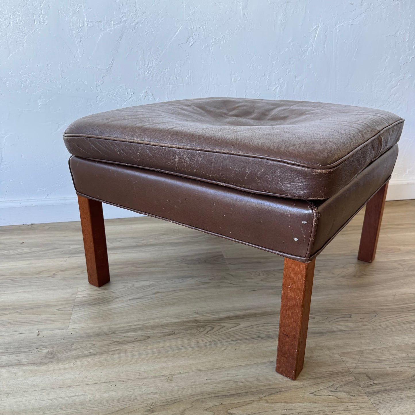Borge Mogensen for Frederecia 2202 Leather Teak Ottoman