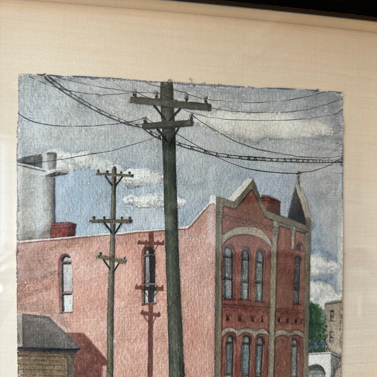 Edward Sewall 1930’s Cityscape Watercolor