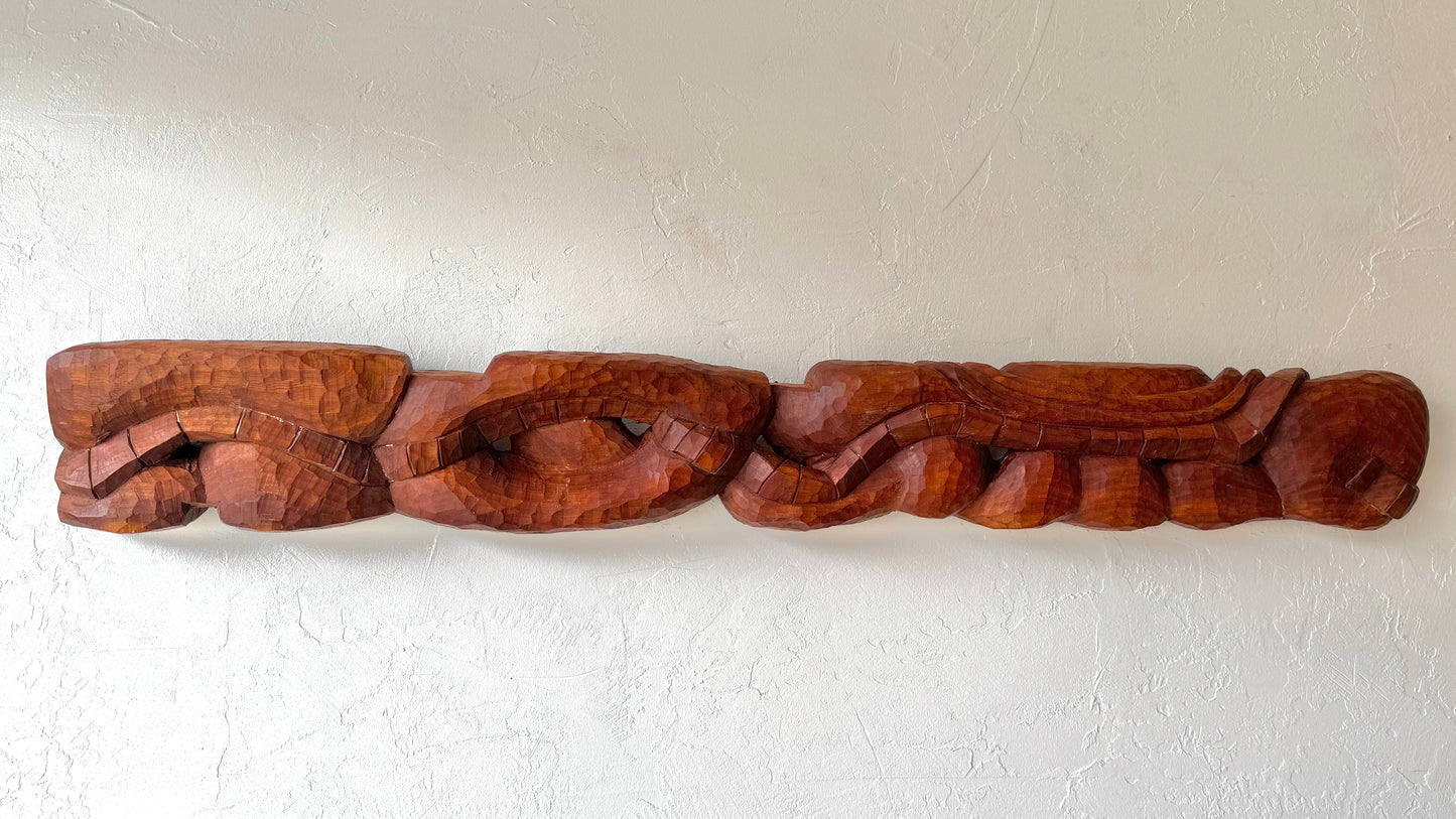 Organic Abstract Teak Wall Carving, 1980’s