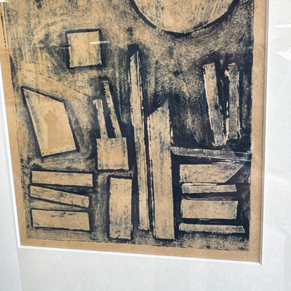 Abstract Cityscape Block Print
