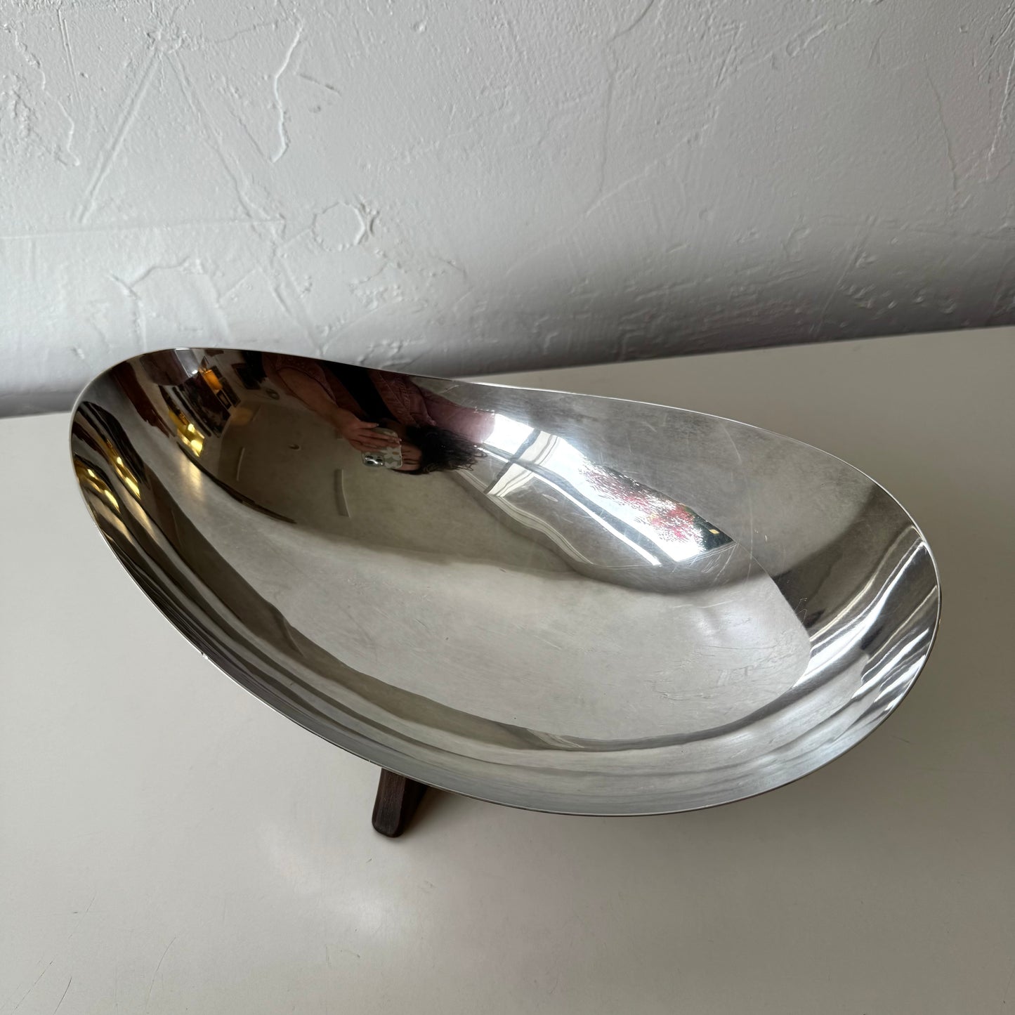 Biomorphic Sterling Plate + Walnut Bowl by WILCOX