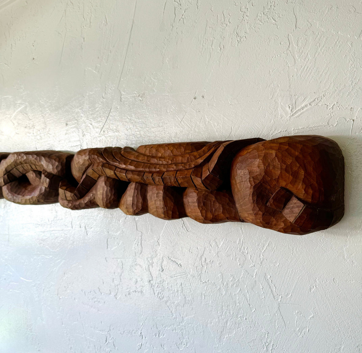 Organic Abstract Teak Wall Carving, 1980’s