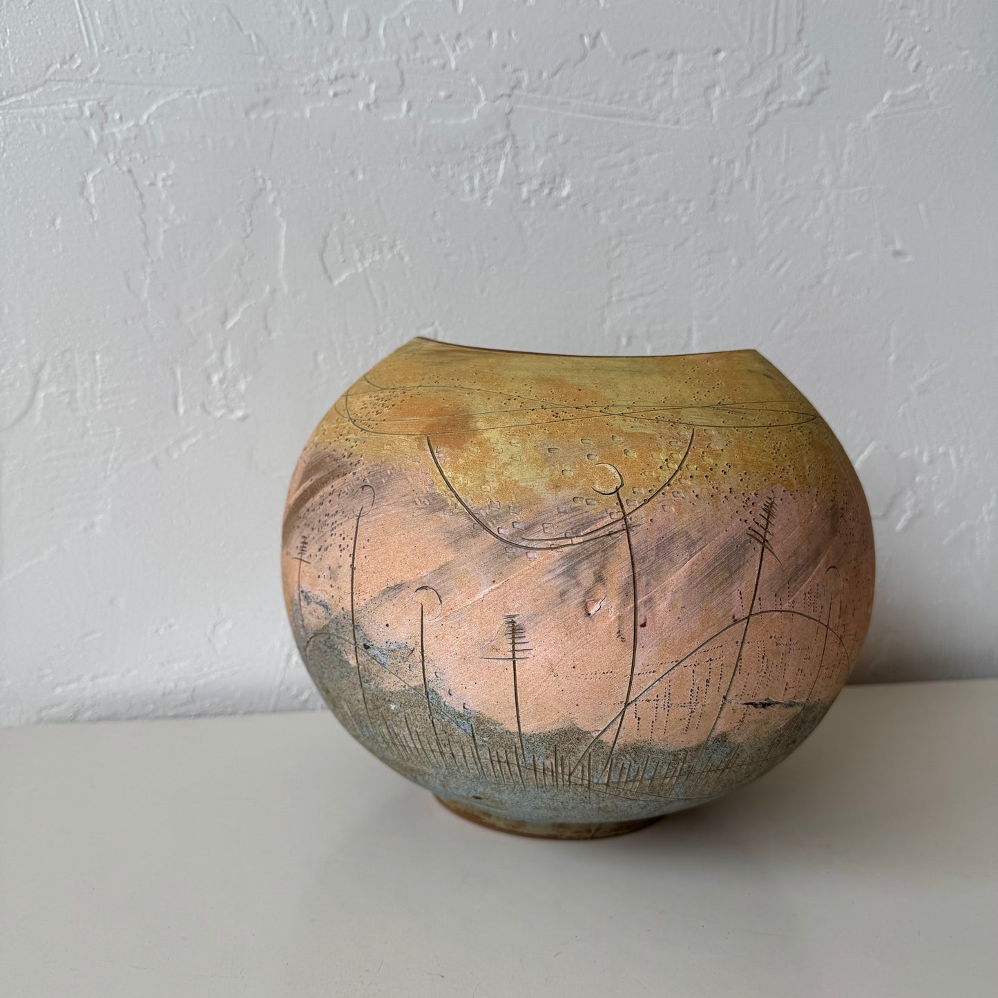 Japanese Sgraffito Ceramic Vase