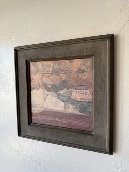 Mark Clarke Acrylic + Paper Collage “River Rocks” Painting