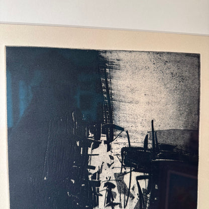 André Marfaing Dark Abstract Lithograph Print