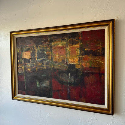 Abstract Oil Canvas Painting, 1950’s