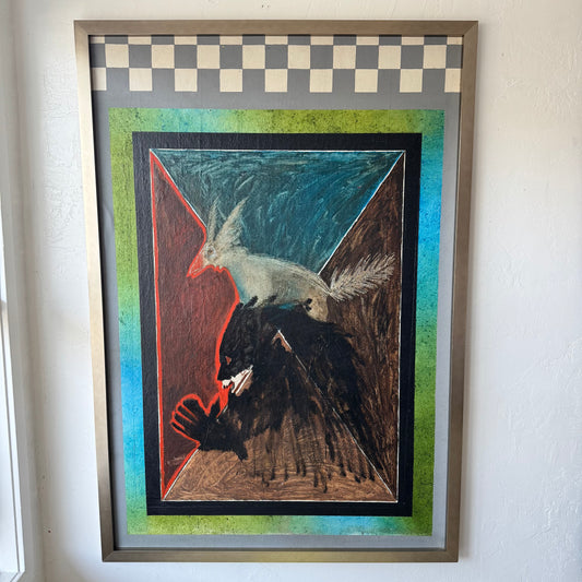 Expressionist Abstract Acrylic Painting in the style of Rick Bartow, 1970’s