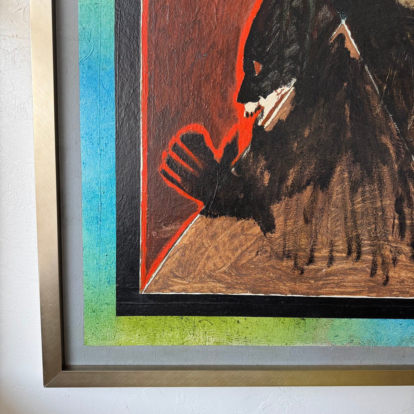 Expressionist Abstract Acrylic Painting in the style of Rick Bartow, 1970’s