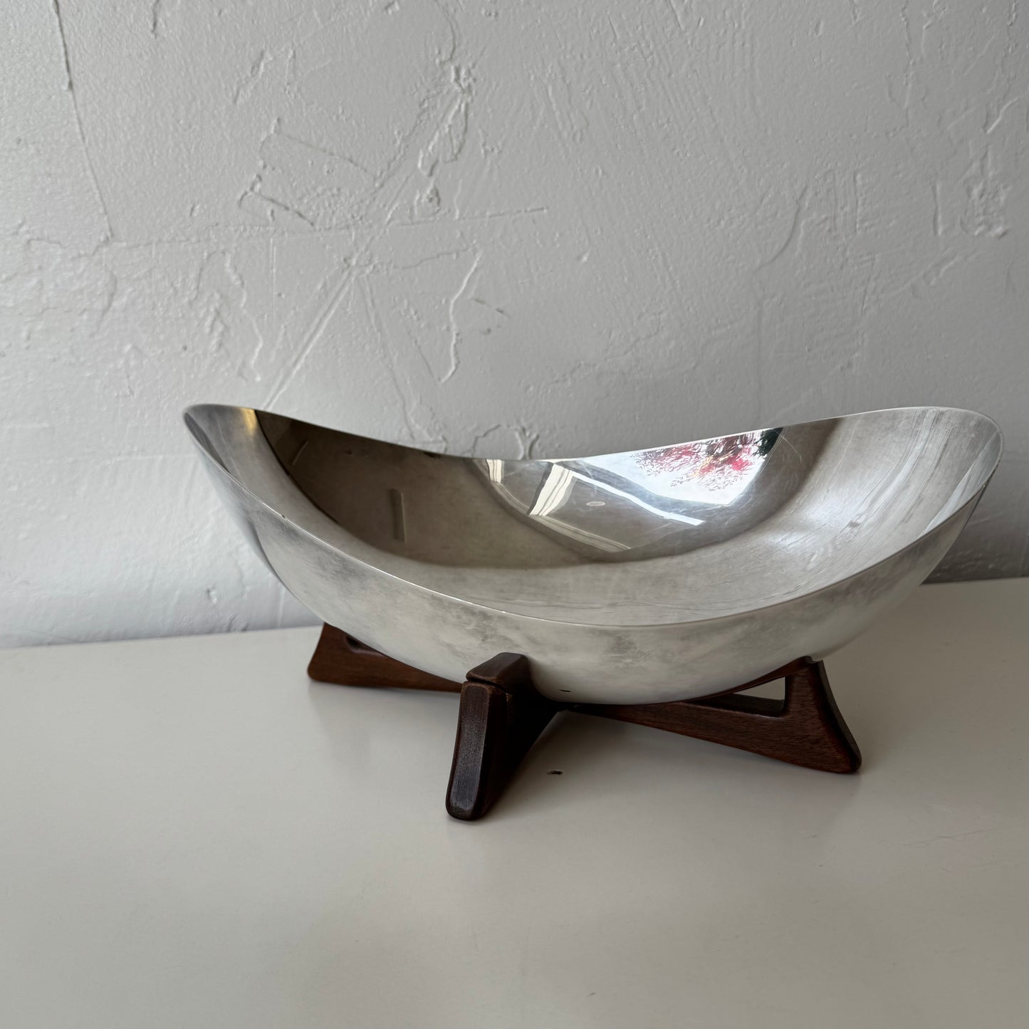 Biomorphic Sterling Plate + Walnut Bowl by WILCOX