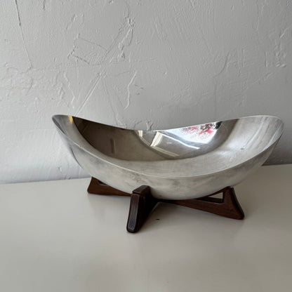 Biomorphic Sterling Plate + Walnut Bowl by WILCOX