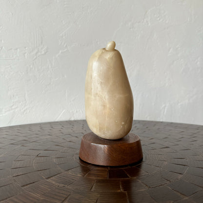 Simple Figurative Stone Pear Sculpture