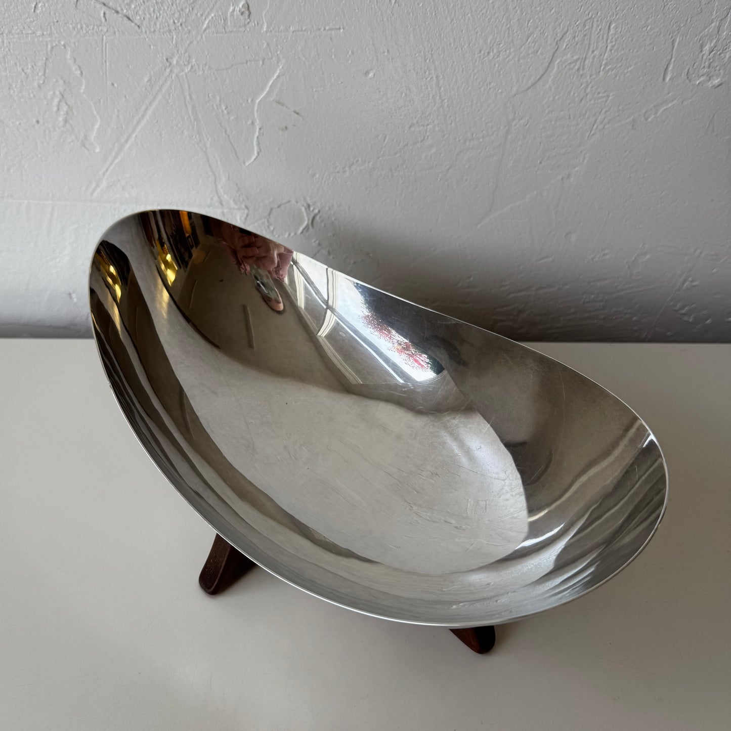 Biomorphic Sterling Plate + Walnut Bowl by WILCOX
