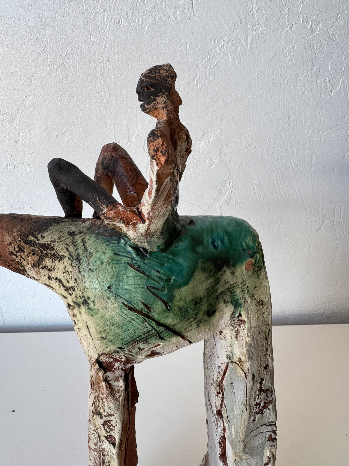 Mike Moran Ceramic Horse Rider Sculpture