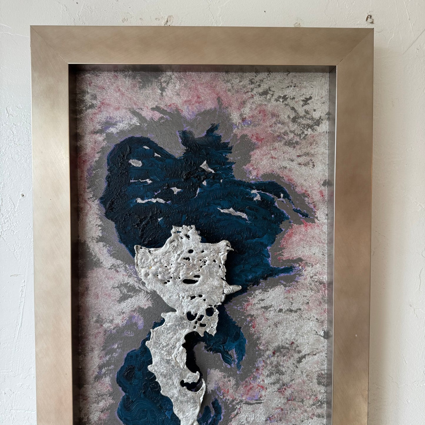 Vintage Oil + Aluminum Abstract Painting