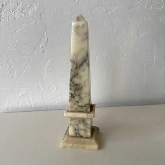 Vintage Italian Alabaster Marble Obelisk, 1950’s