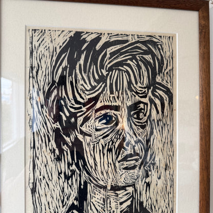 Bonnie Bronson Self Portrait Figurative Wood Block Print