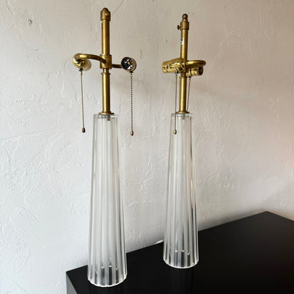 Italian Murano Fluted Glass Table Lamps