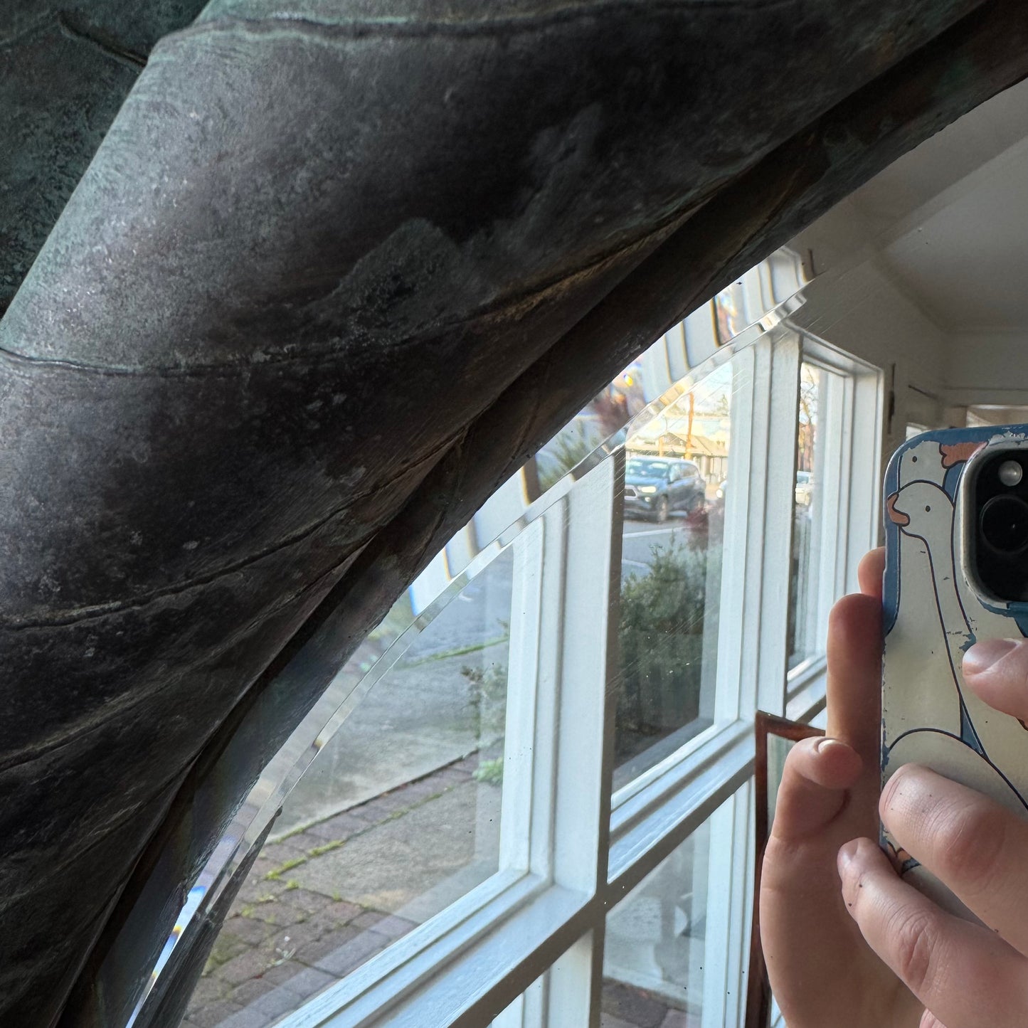 Artist Made Patinated Brass Mirror