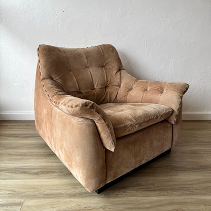 Brazilian Patchwork Suede Leather Lounge Chair, 1970’s
