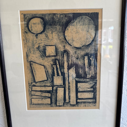 Abstract Cityscape Block Print