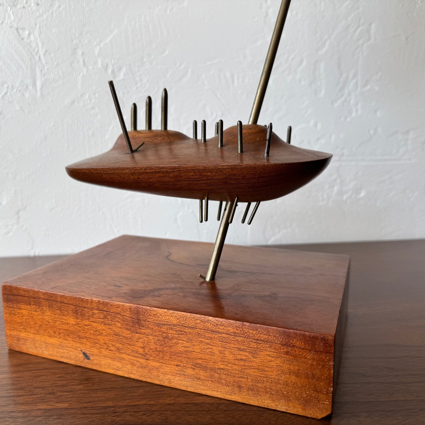 George Richardson Constructivist Walnut + Brass Sculpture