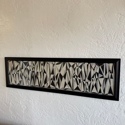 Geometric Abstract Ink + Silver Leaf Painting, 1950’s