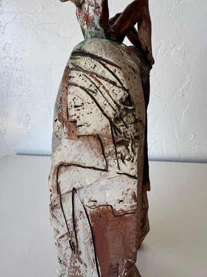 Mike Moran Ceramic Horse Rider Sculpture