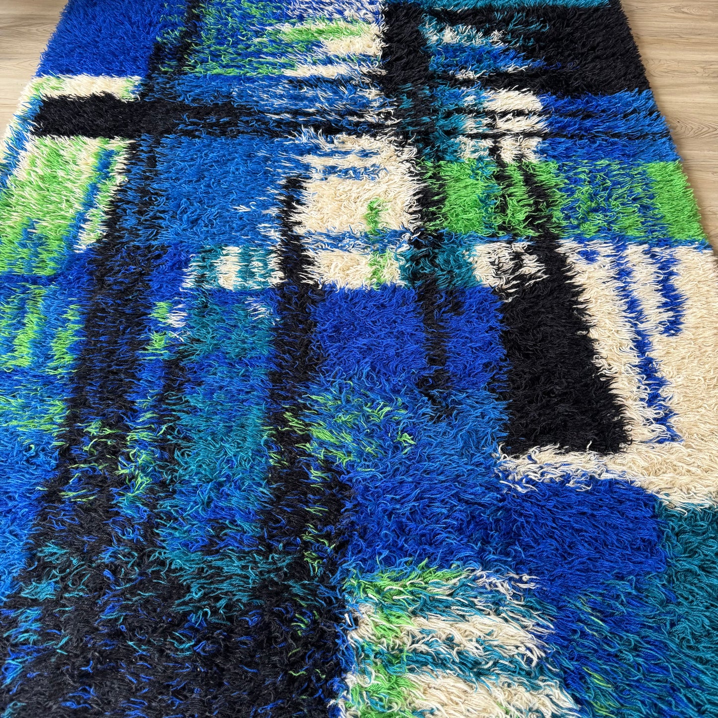 Unika-Vaev 1960’s Abstract Blue Wool Area Rug