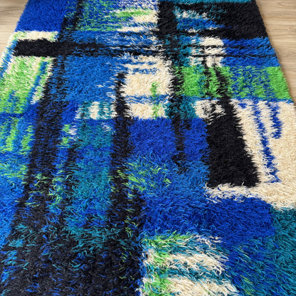 Unika-Vaev 1960’s Abstract Blue Wool Area Rug