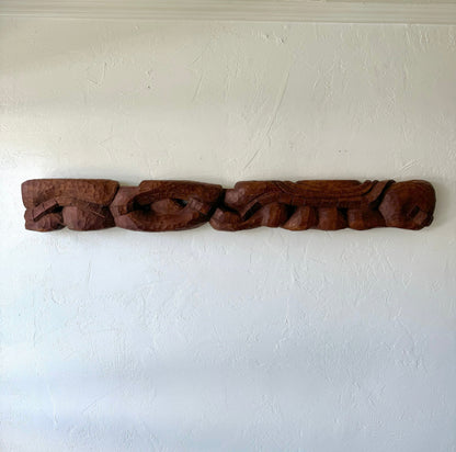 Organic Abstract Teak Wall Carving, 1980’s